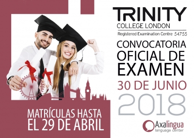 Cartel examen oficial Trinity en Axalingua